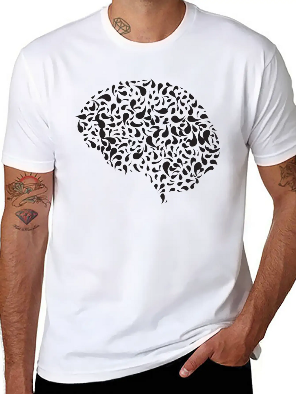Abstract Drops Brain Unisex Casual T-Shirt – Clean Design For Daily Comfort