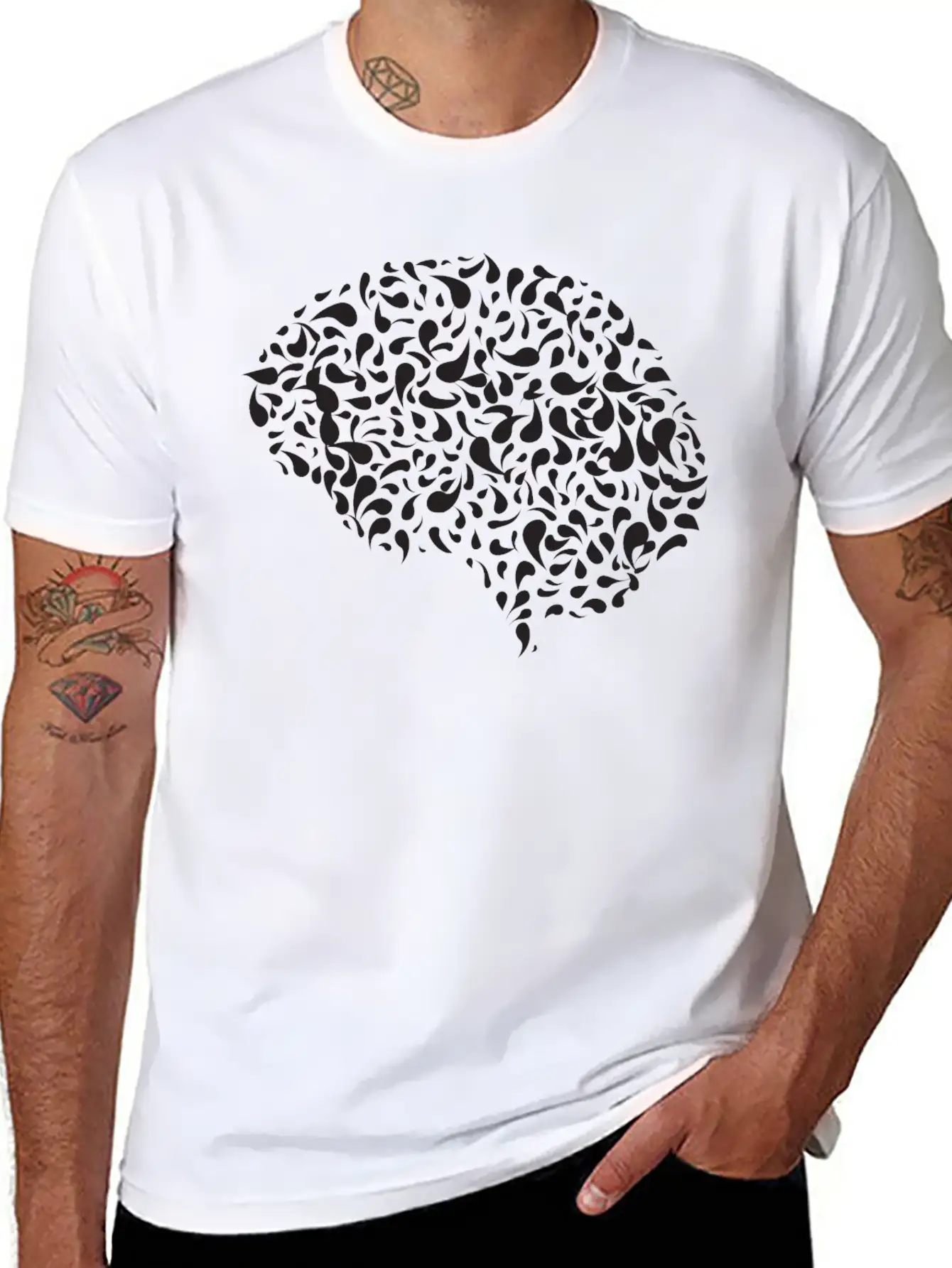 Abstract Drops Brain Unisex Casual T-Shirt – Clean Design For Daily Comfort
