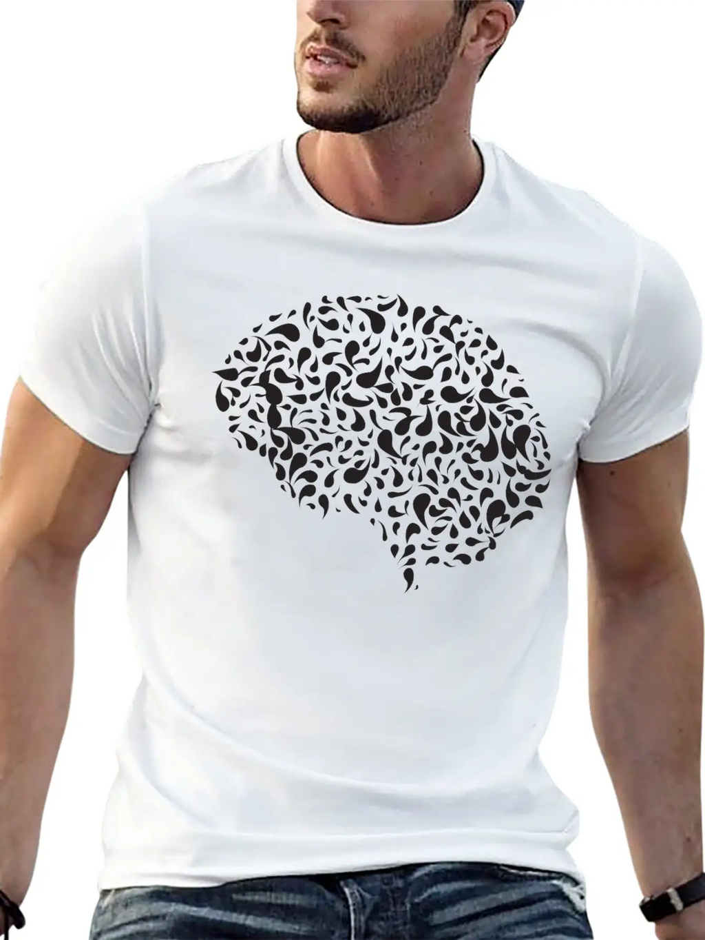 Abstract Drops Brain Unisex Casual T-Shirt – Clean Design For Daily Comfort