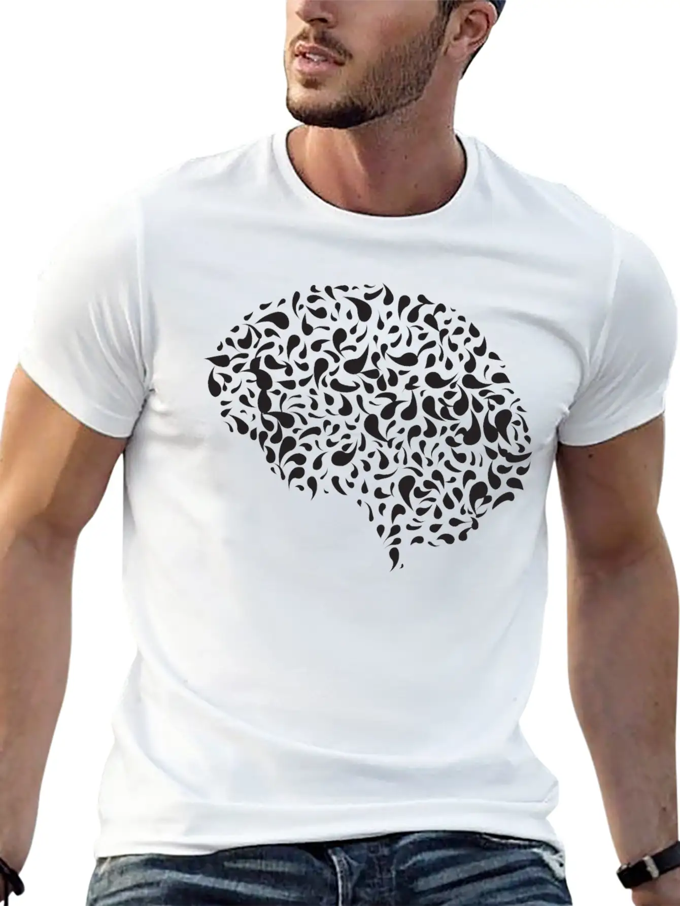 Abstract Drops Brain Unisex Casual T-Shirt – Clean Design For Daily Comfort