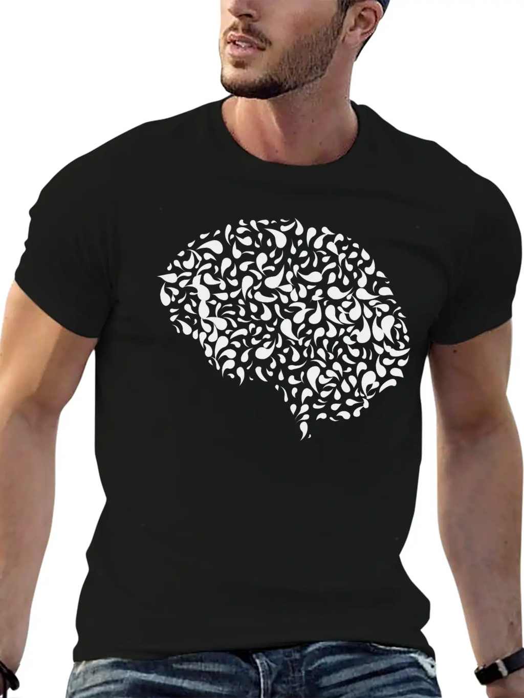 Abstract Drops Brain Unisex Casual T-Shirt – Clean Design For Daily Comfort