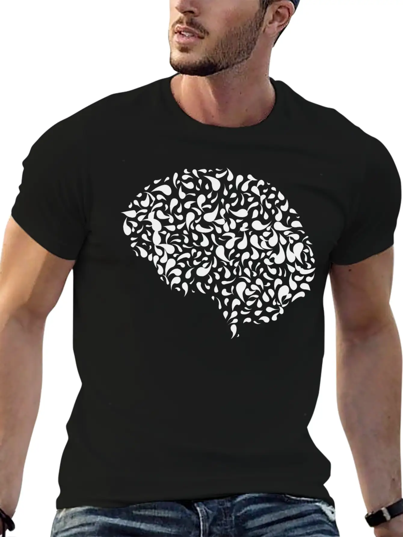 Abstract Drops Brain Unisex Casual T-Shirt – Clean Design For Daily Comfort