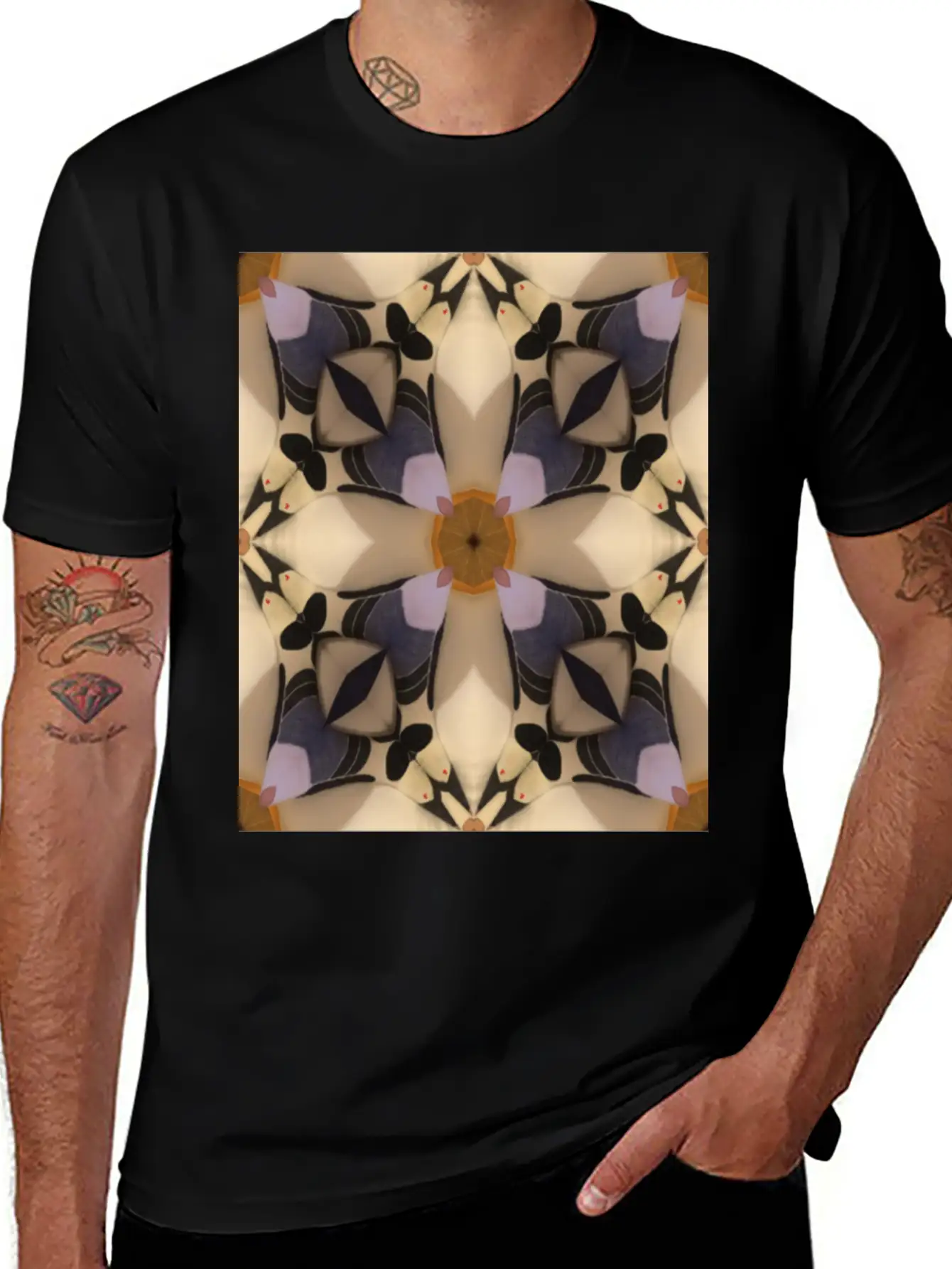 Abstract Geometric Pattern Cross Soft Cotton Short Sleeve Tee – Unisex Wardrobe Staple