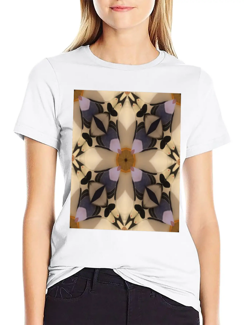 Abstract Geometric Pattern Cross Soft Cotton Short Sleeve Tee – Unisex Wardrobe Staple