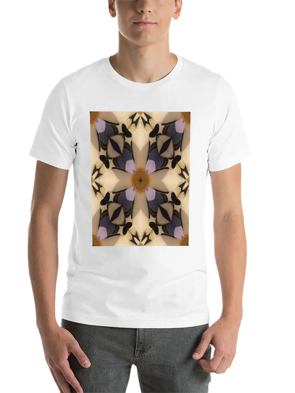 Abstract Geometric Pattern Cross Soft Cotton Short Sleeve Tee – Unisex Wardrobe Staple