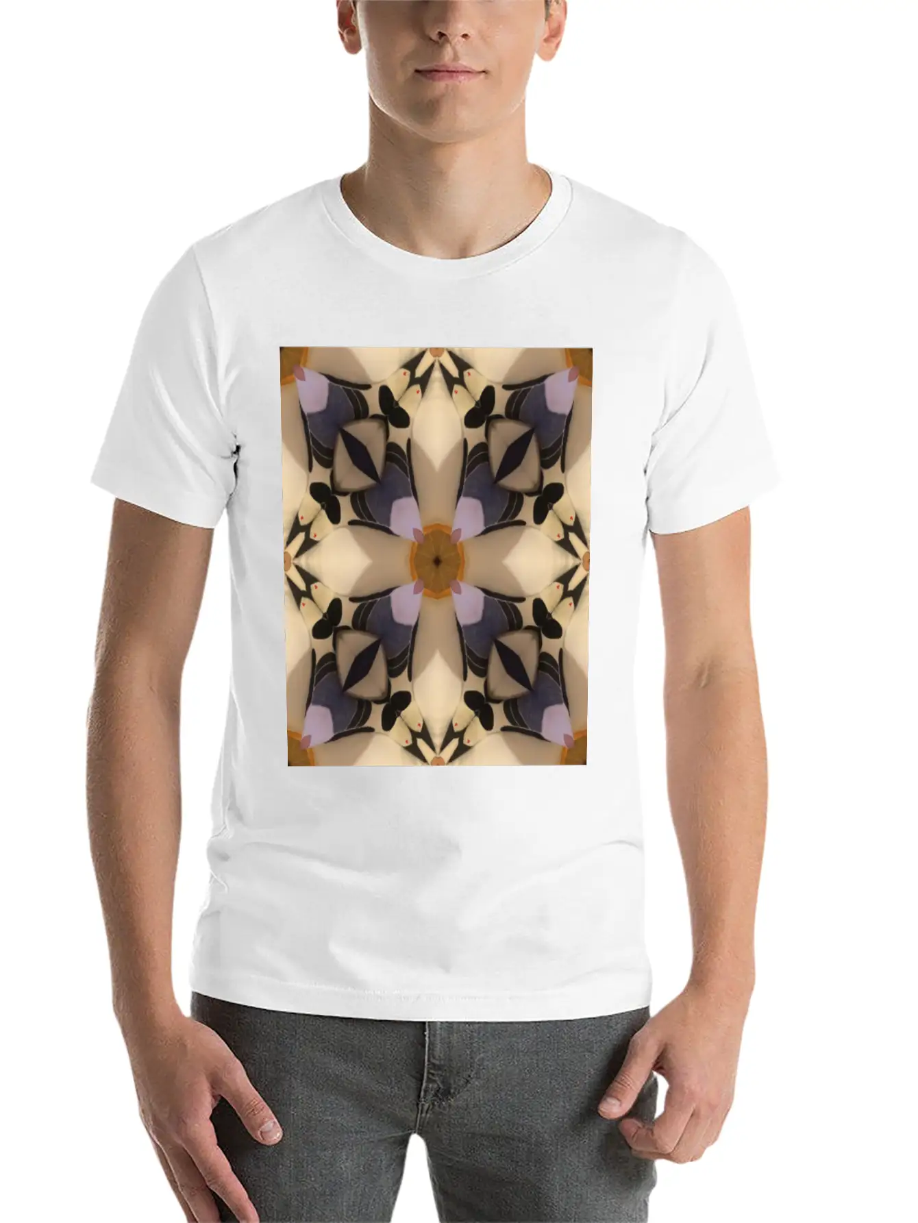 Abstract Geometric Pattern Cross Soft Cotton Short Sleeve Tee – Unisex Wardrobe Staple