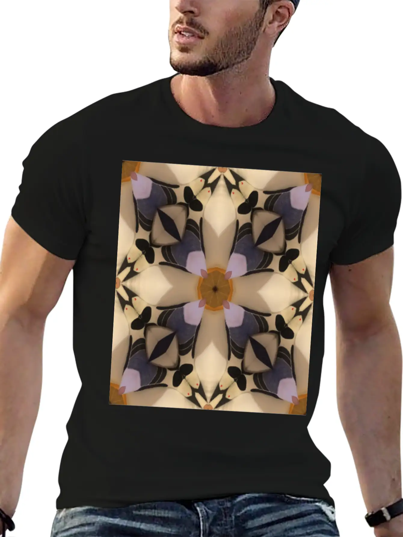 Abstract Geometric Pattern Cross Soft Cotton Short Sleeve Tee – Unisex Wardrobe Staple