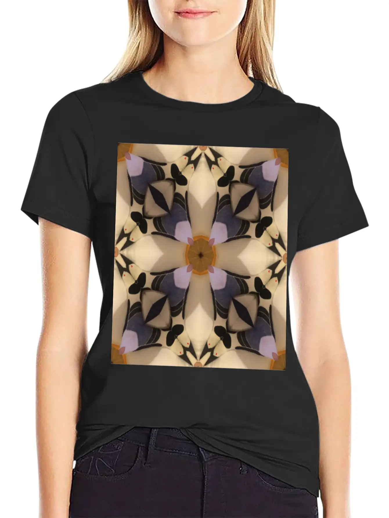 Abstract Geometric Pattern Cross Soft Cotton Short Sleeve Tee – Unisex Wardrobe Staple