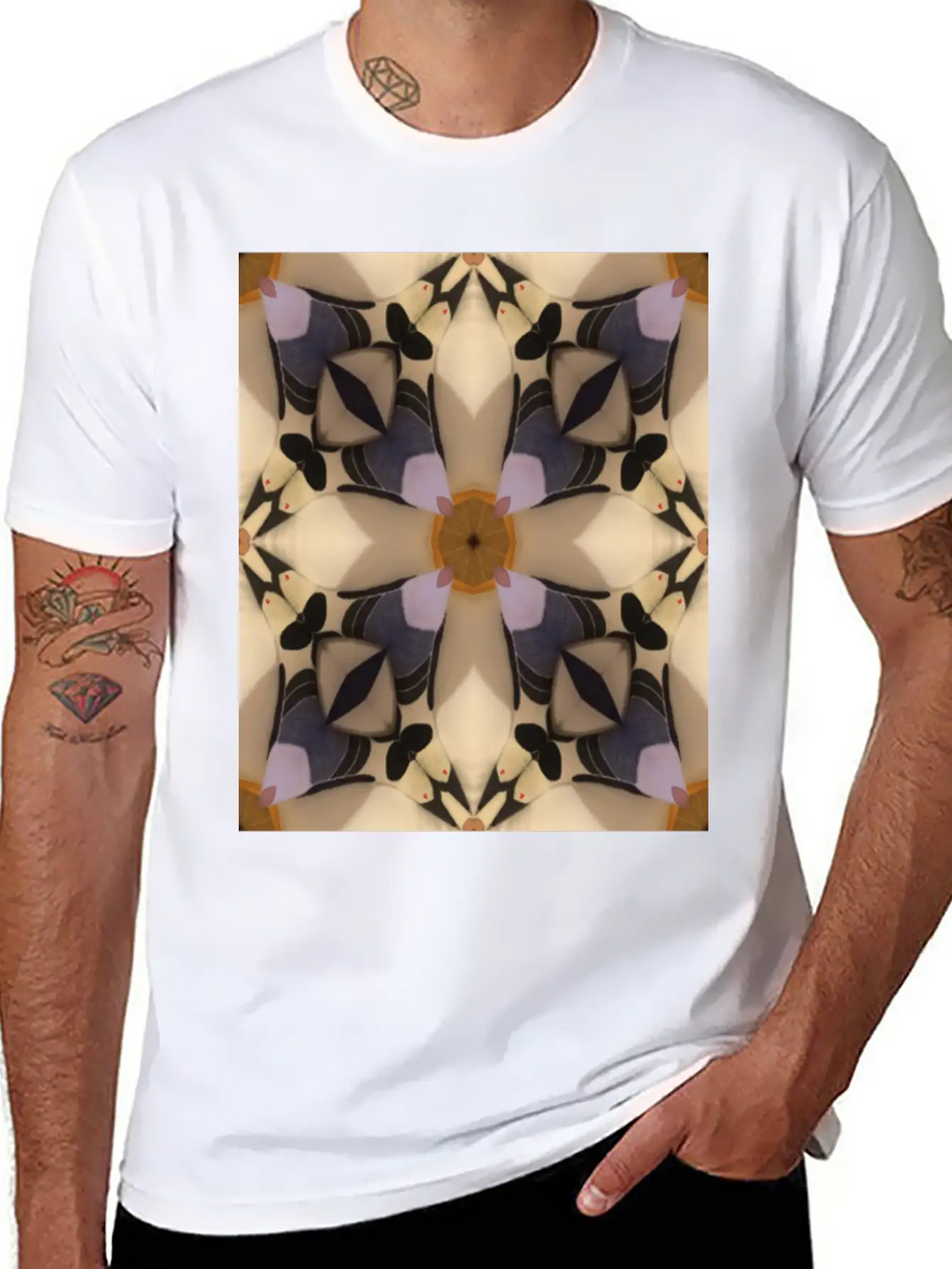 Abstract Geometric Pattern Cross Soft Cotton Short Sleeve Tee – Unisex Wardrobe Staple