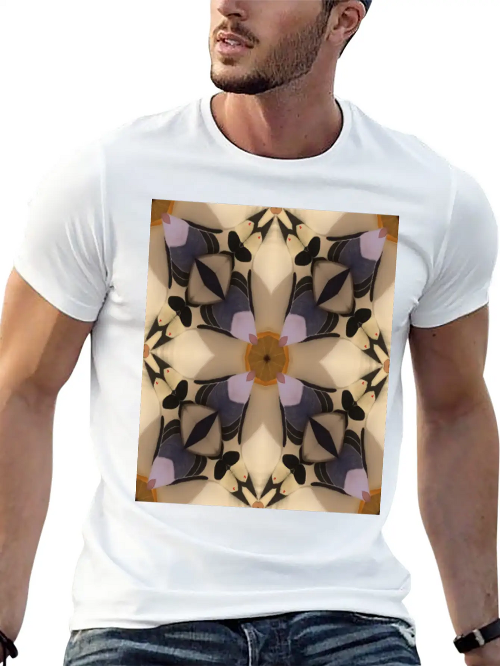 Abstract Geometric Pattern Cross Soft Cotton Short Sleeve Tee – Unisex Wardrobe Staple