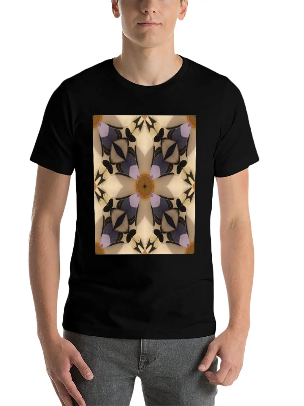 Abstract Geometric Pattern Cross Soft Cotton Short Sleeve Tee – Unisex Wardrobe Staple