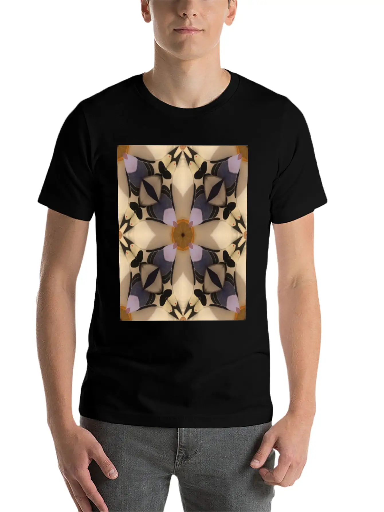 Abstract Geometric Pattern Cross Soft Cotton Short Sleeve Tee – Unisex Wardrobe Staple