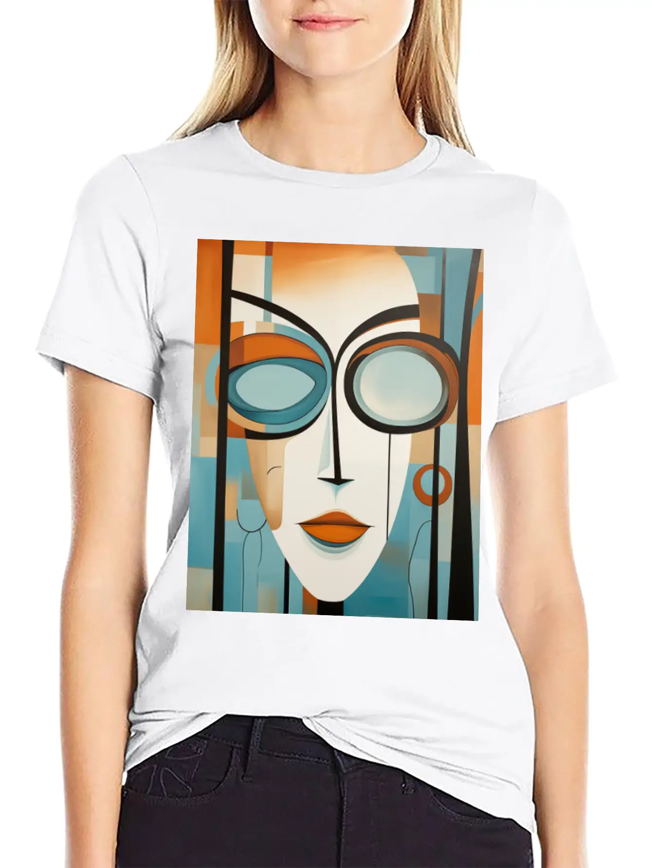 Abstract Modern Portrait Of A Woman Unisex Casual T-Shirt – Clean Design For Daily Comfort