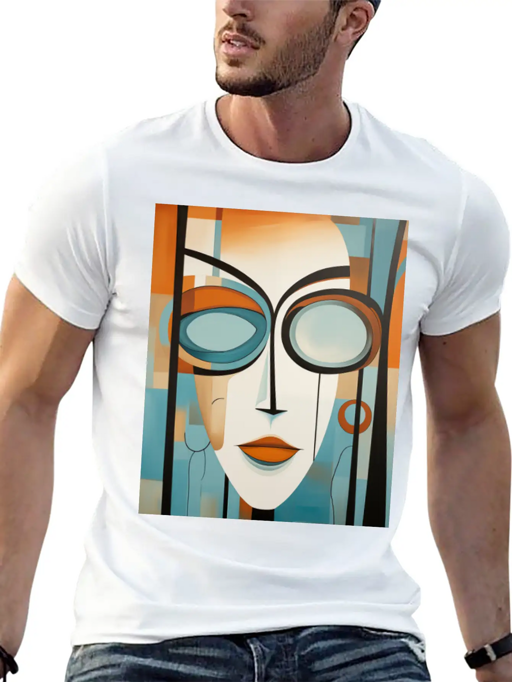 Abstract Modern Portrait Of A Woman Unisex Casual T-Shirt – Clean Design For Daily Comfort