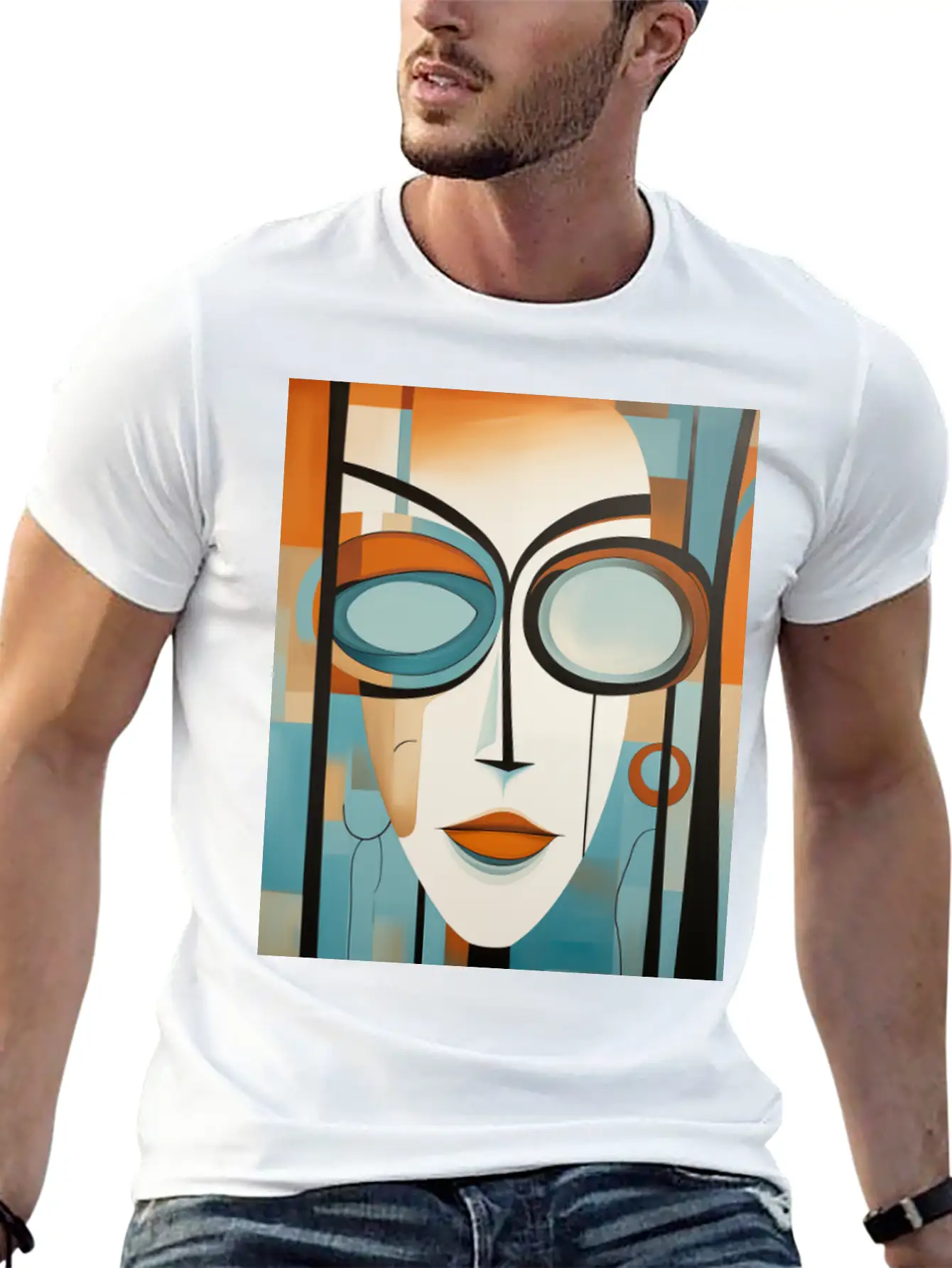 Abstract Modern Portrait Of A Woman Unisex Casual T-Shirt – Clean Design For Daily Comfort