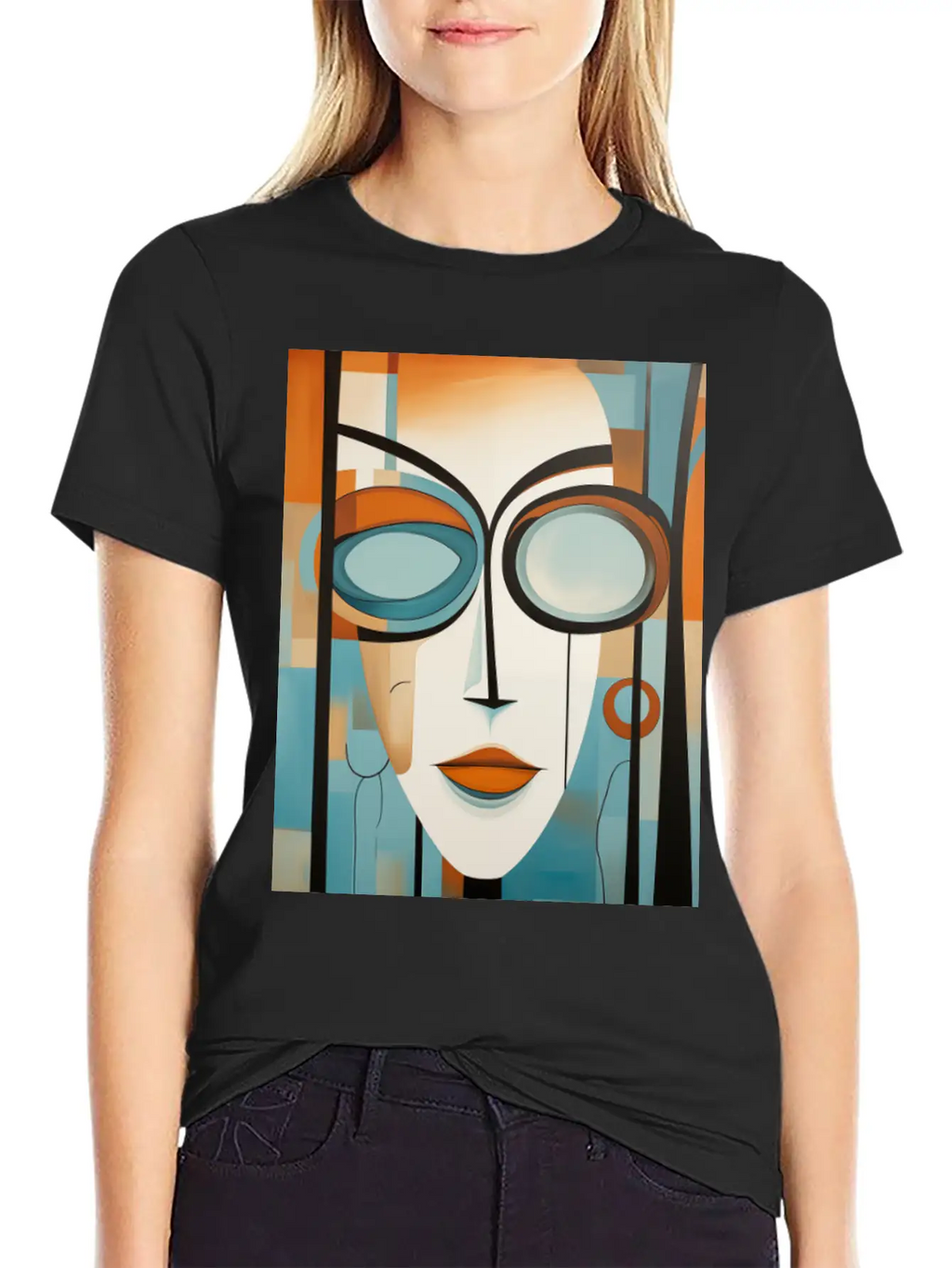 Abstract Modern Portrait Of A Woman Unisex Casual T-Shirt – Clean Design For Daily Comfort