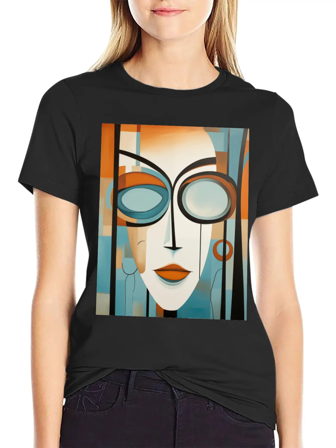 Abstract Modern Portrait Of A Woman Unisex Casual T-Shirt – Clean Design For Daily Comfort