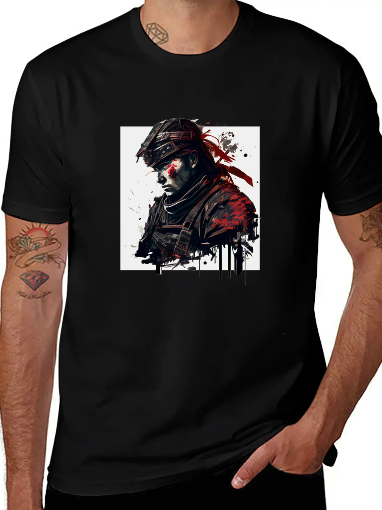 Abstract Samurai Classic Crew Neck Graphic Tee – Everyday Minimal Look