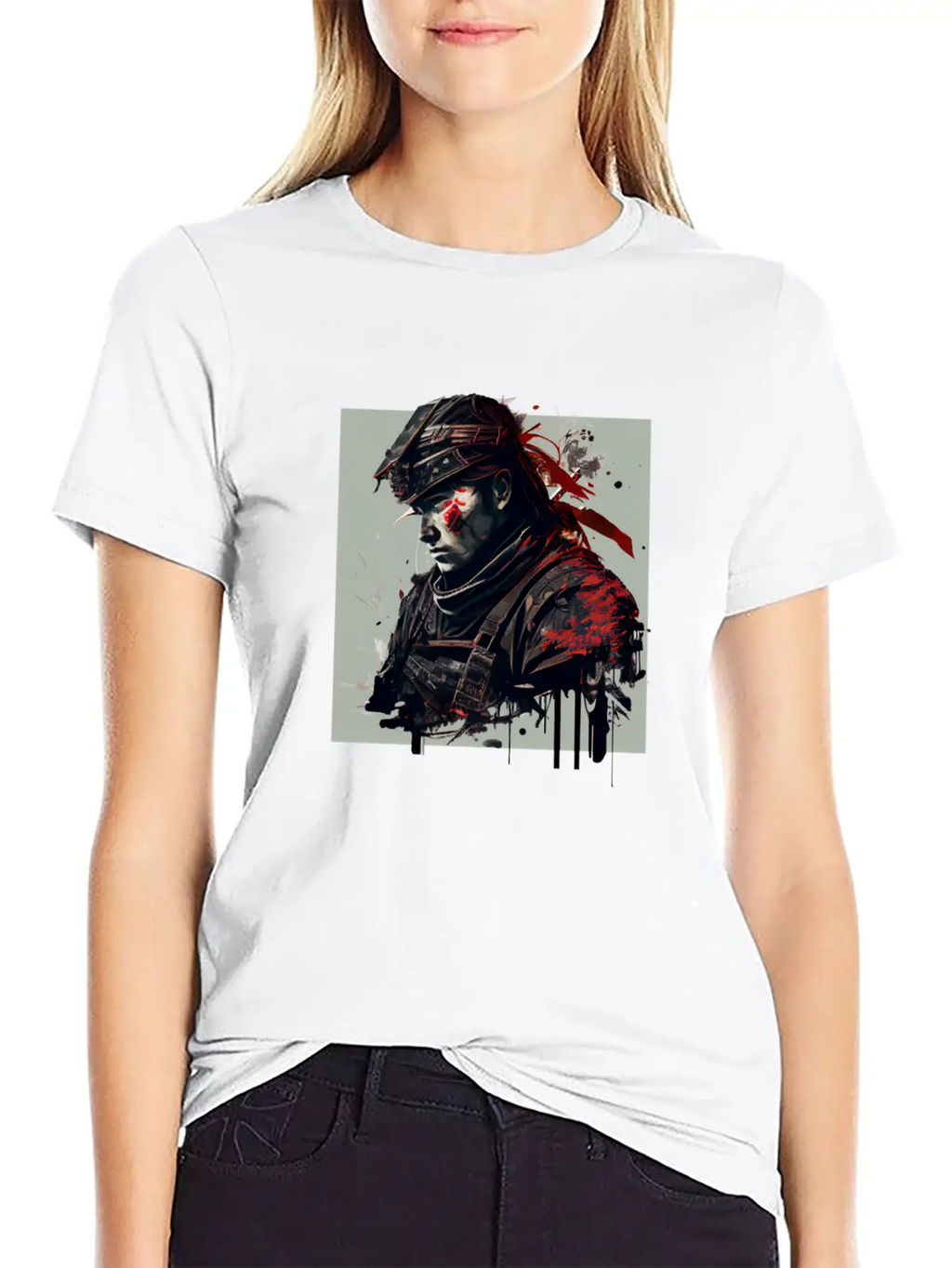 Abstract Samurai Classic Crew Neck Graphic Tee – Everyday Minimal Look