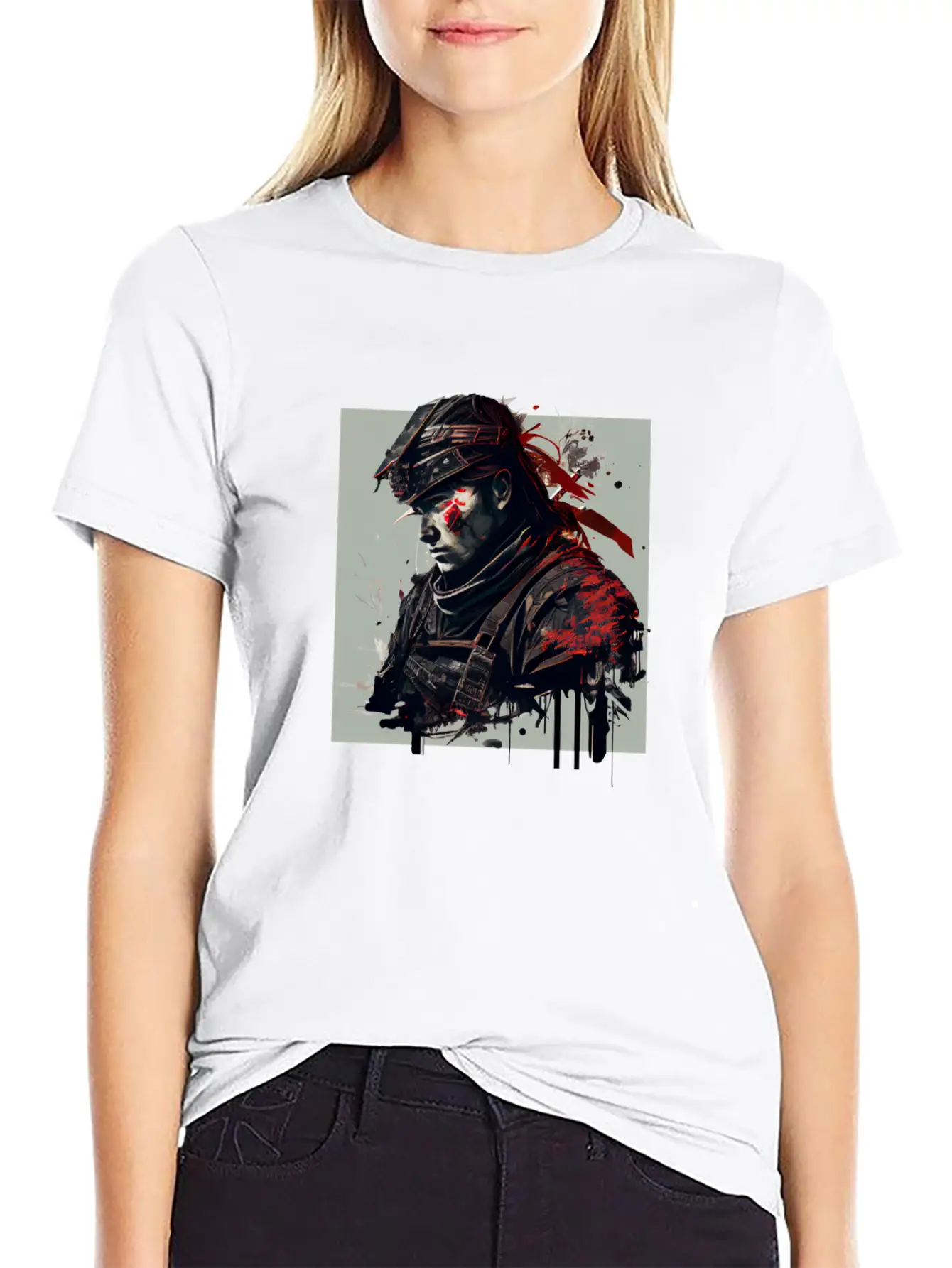 Abstract Samurai Classic Crew Neck Graphic Tee – Everyday Minimal Look
