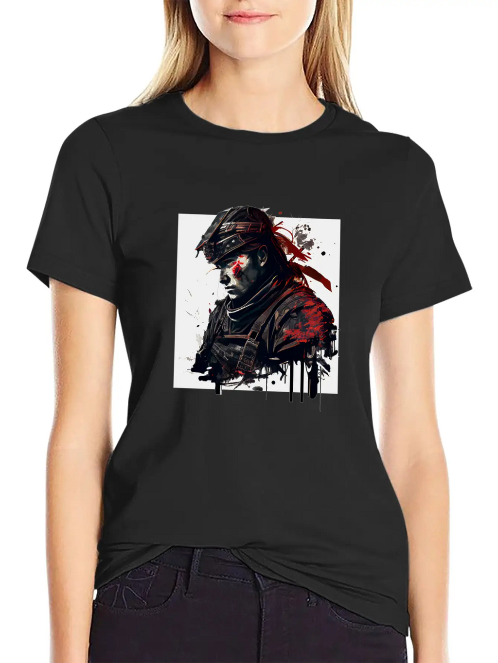 Abstract Samurai Classic Crew Neck Graphic Tee – Everyday Minimal Look