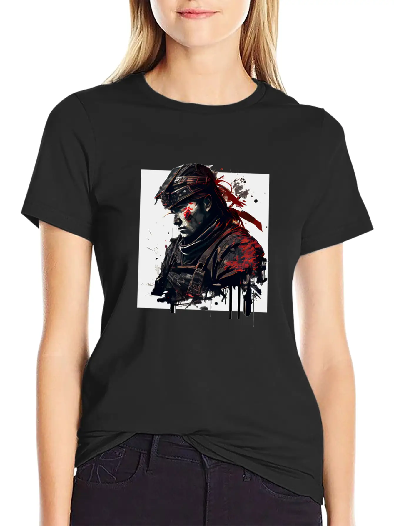 Abstract Samurai Classic Crew Neck Graphic Tee – Everyday Minimal Look