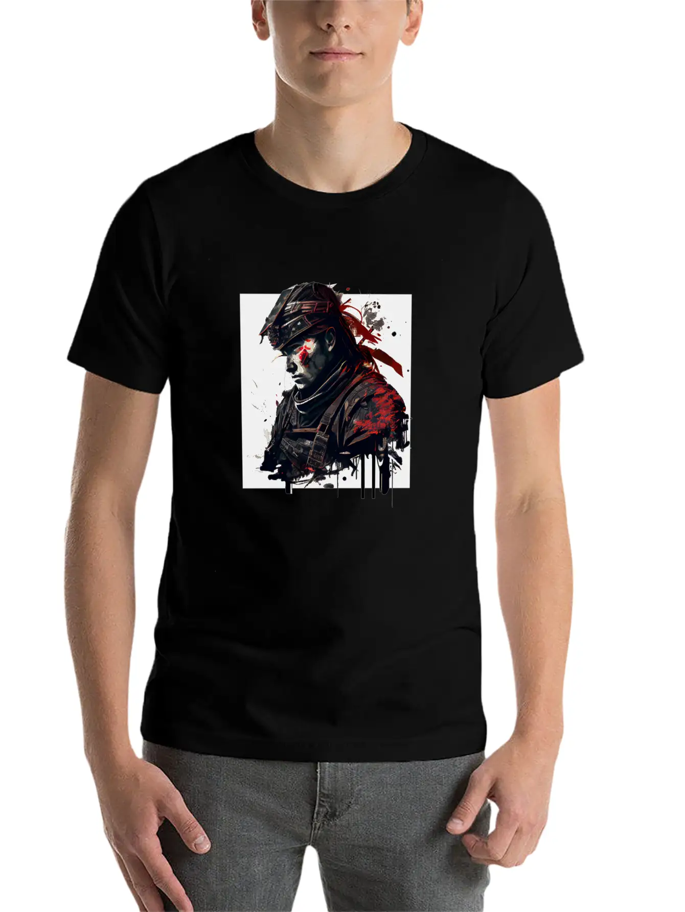 Abstract Samurai Classic Crew Neck Graphic Tee – Everyday Minimal Look