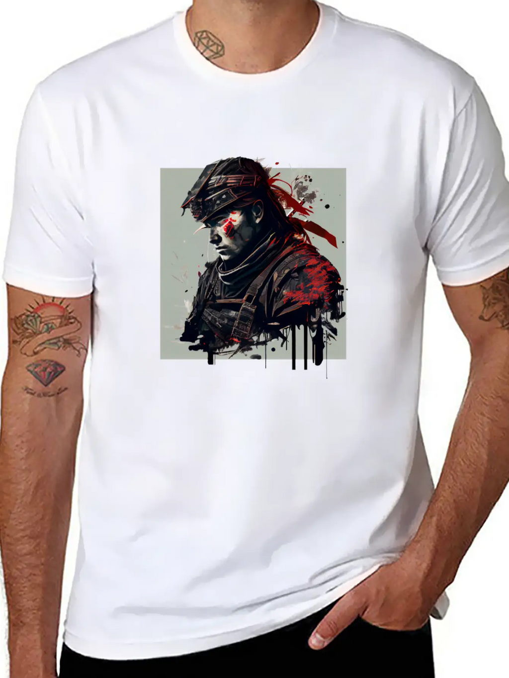Abstract Samurai Classic Crew Neck Graphic Tee – Everyday Minimal Look