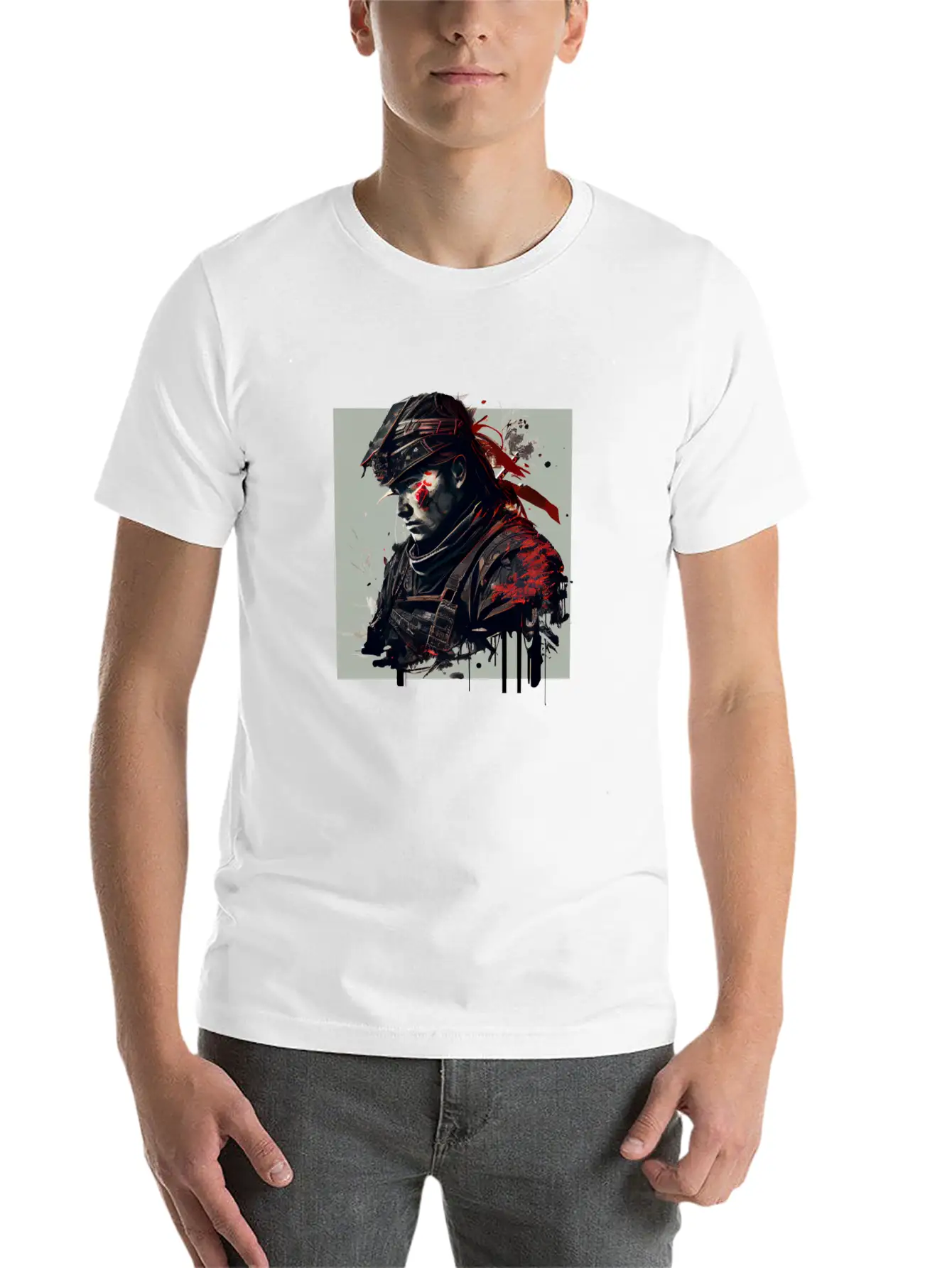 Abstract Samurai Classic Crew Neck Graphic Tee – Everyday Minimal Look
