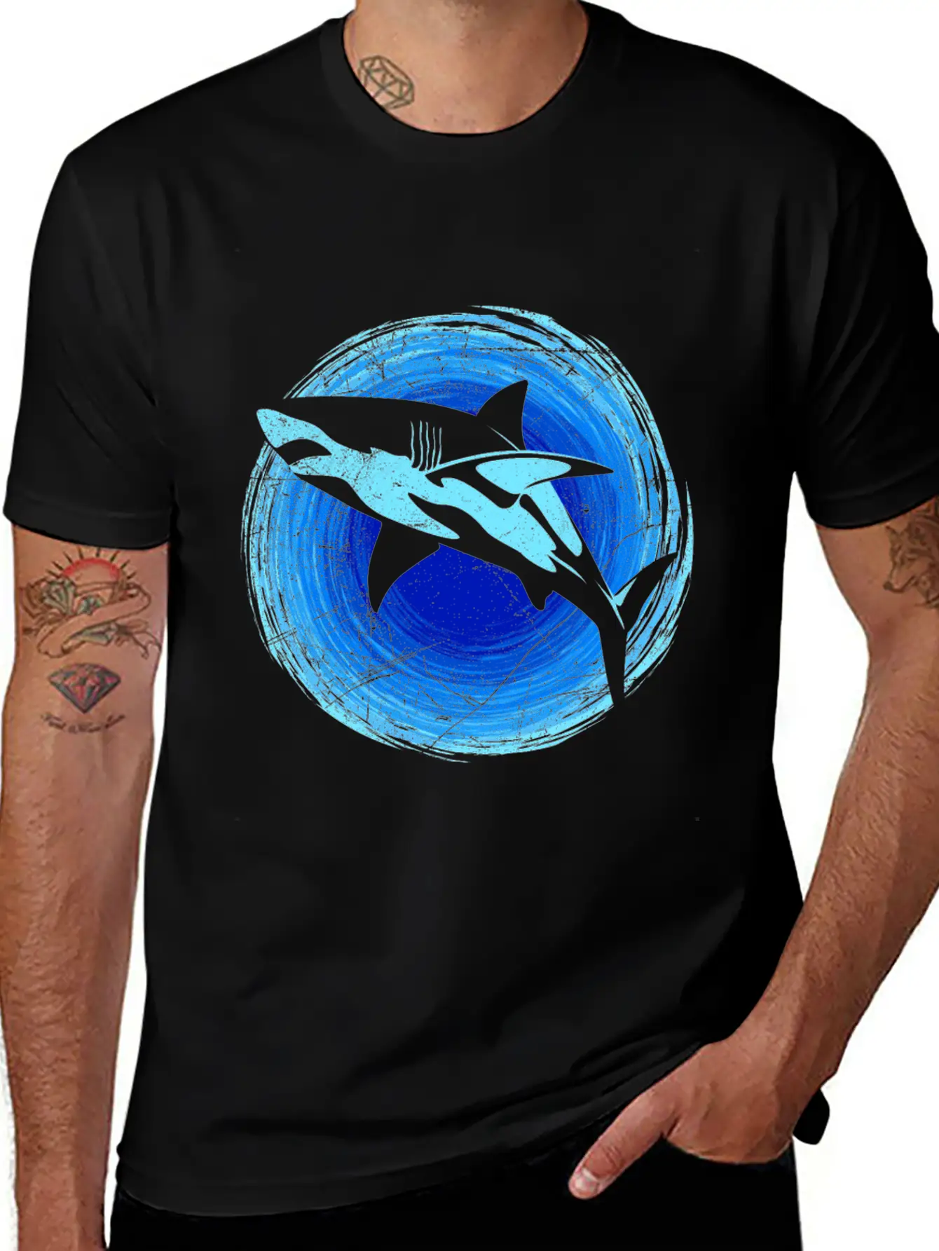 Abstract White Shark Save Sharks Diver Soft Cotton Short Sleeve Tee – Unisex Wardrobe Staple