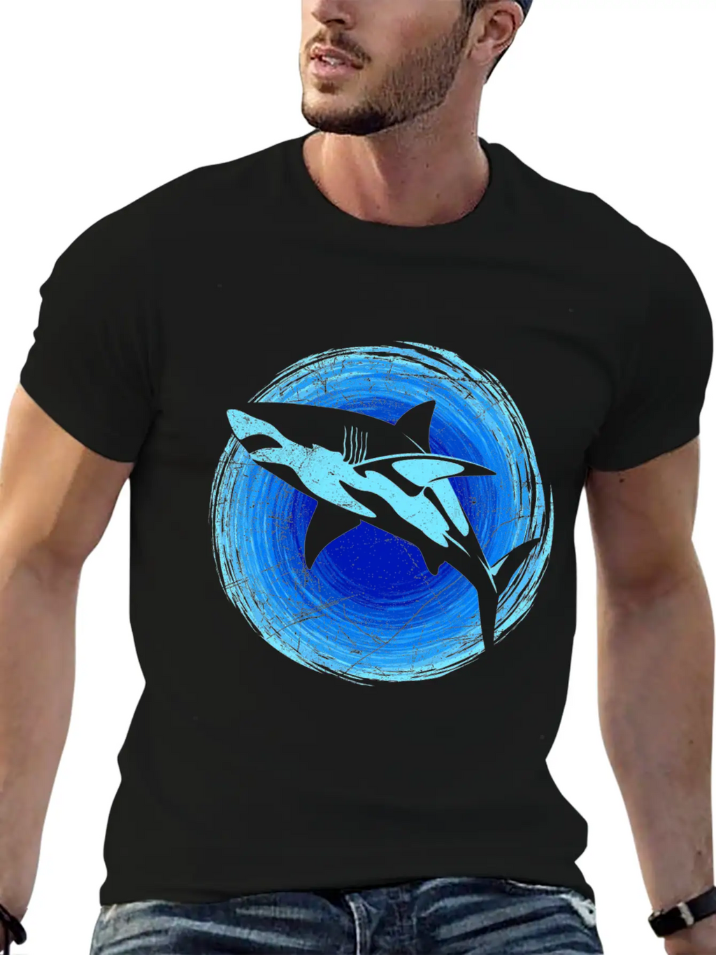 Abstract White Shark Save Sharks Diver Soft Cotton Short Sleeve Tee – Unisex Wardrobe Staple