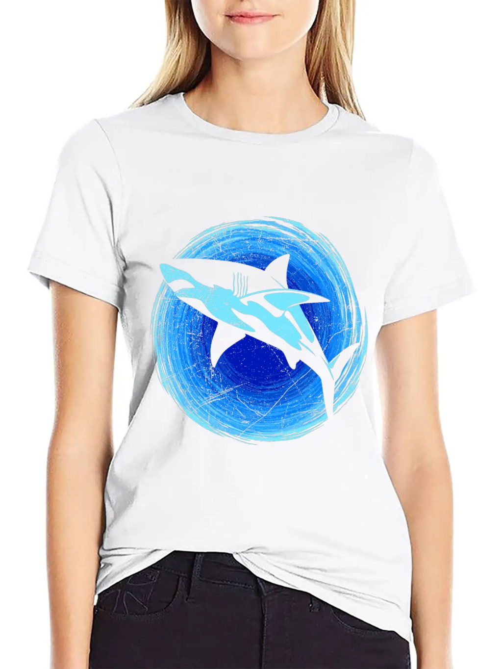 Abstract White Shark Save Sharks Diver Soft Cotton Short Sleeve Tee – Unisex Wardrobe Staple