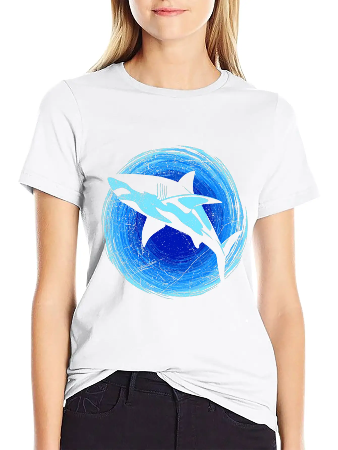 Abstract White Shark Save Sharks Diver Soft Cotton Short Sleeve Tee – Unisex Wardrobe Staple