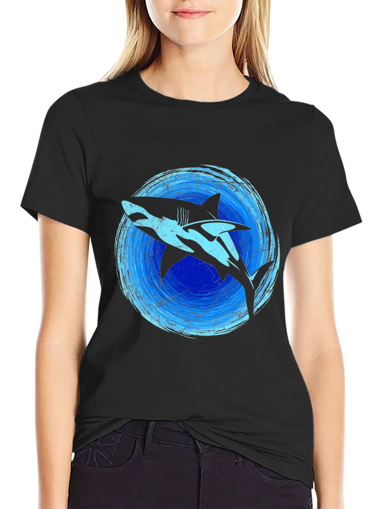 Abstract White Shark Save Sharks Diver Soft Cotton Short Sleeve Tee – Unisex Wardrobe Staple