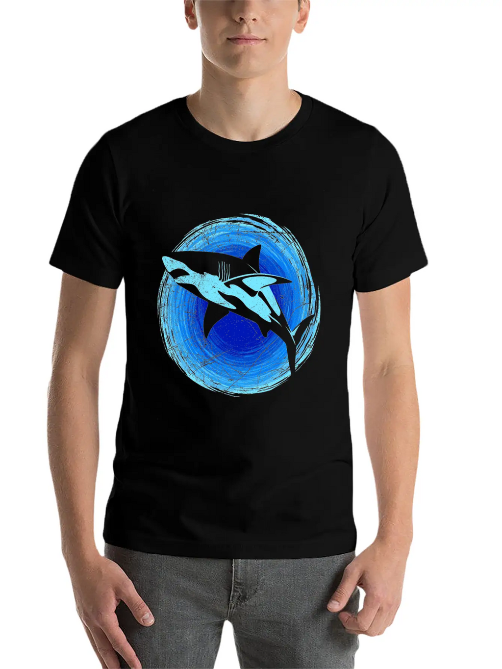 Abstract White Shark Save Sharks Diver Soft Cotton Short Sleeve Tee – Unisex Wardrobe Staple