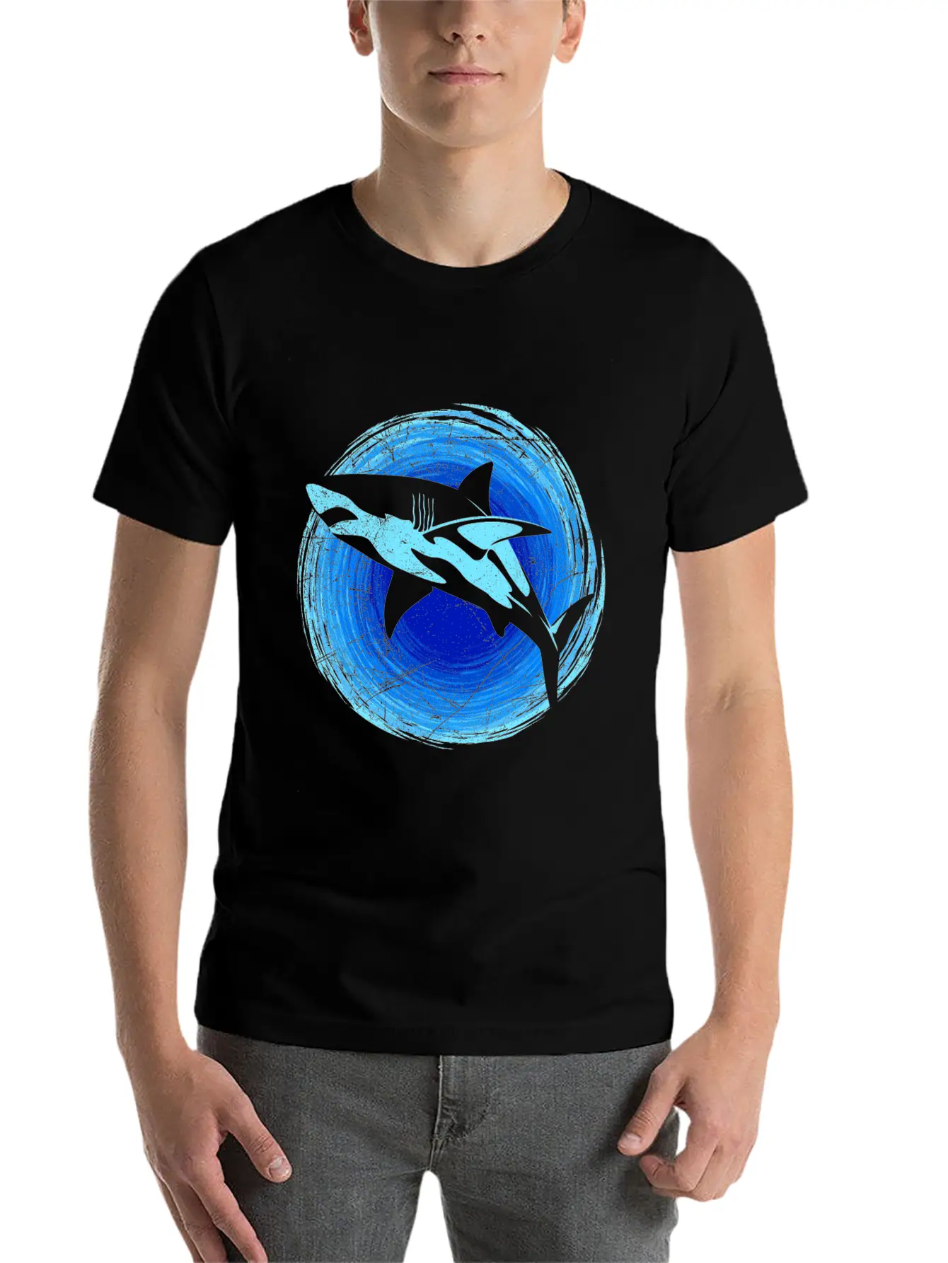 Abstract White Shark Save Sharks Diver Soft Cotton Short Sleeve Tee – Unisex Wardrobe Staple