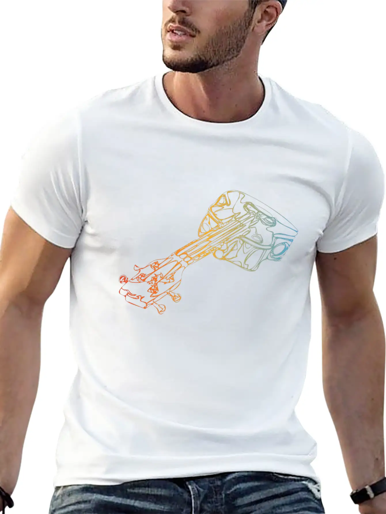 Acoustic Guitar Classic Fit Graphic Tee For Daily Comfort – Unisex Cotton Shirt