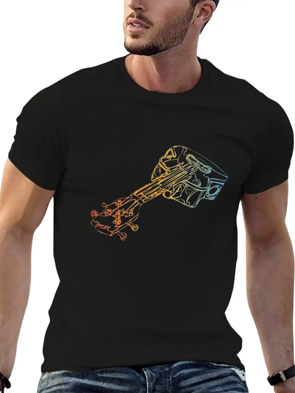 Acoustic Guitar Classic Fit Graphic Tee For Daily Comfort – Unisex Cotton Shirt