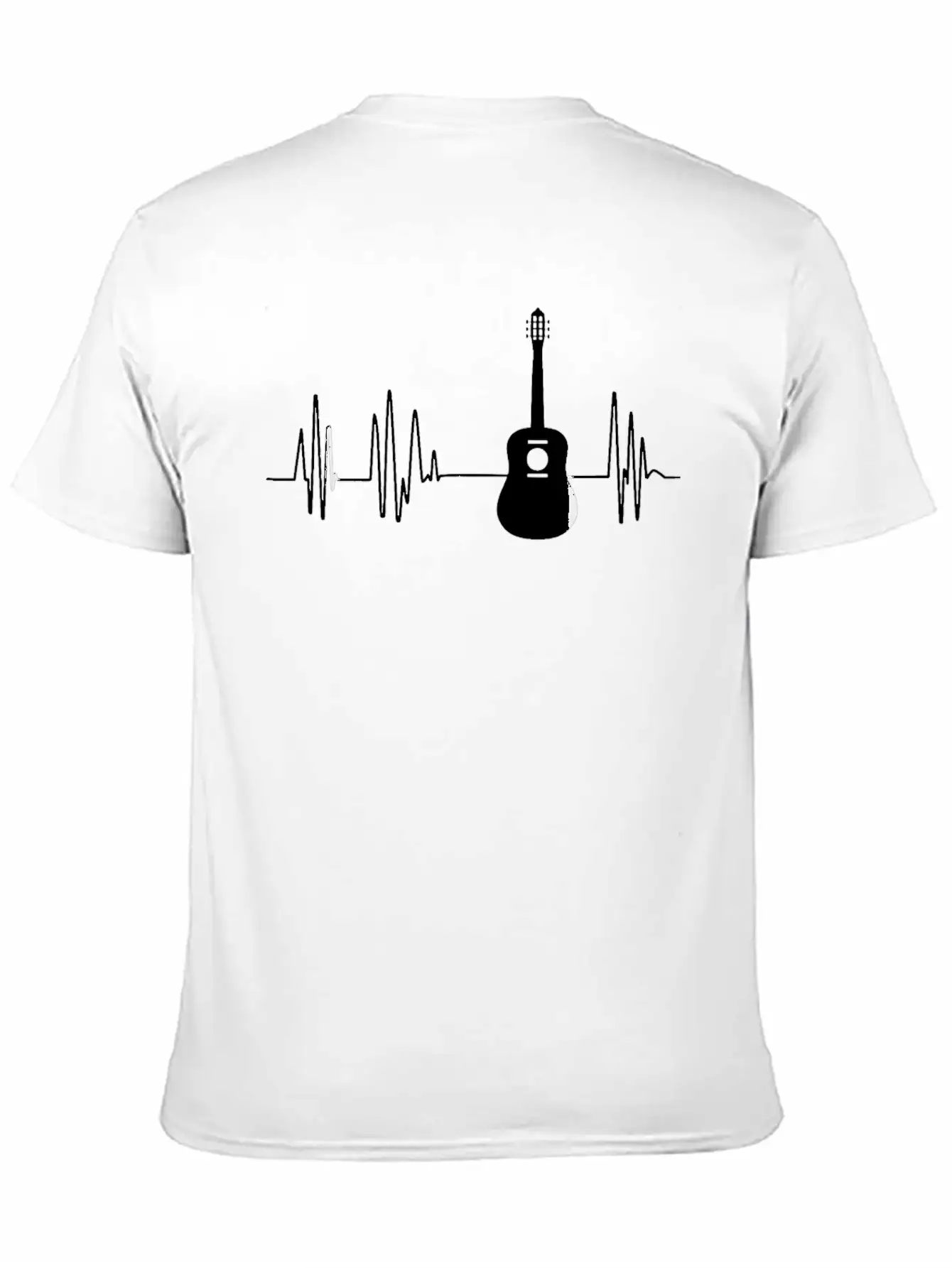 Acoustic Guitar Heartbeat Guitar Musician Unisex Short Sleeve Soft Cotton T-Shirt – Casual Everyday Wear
