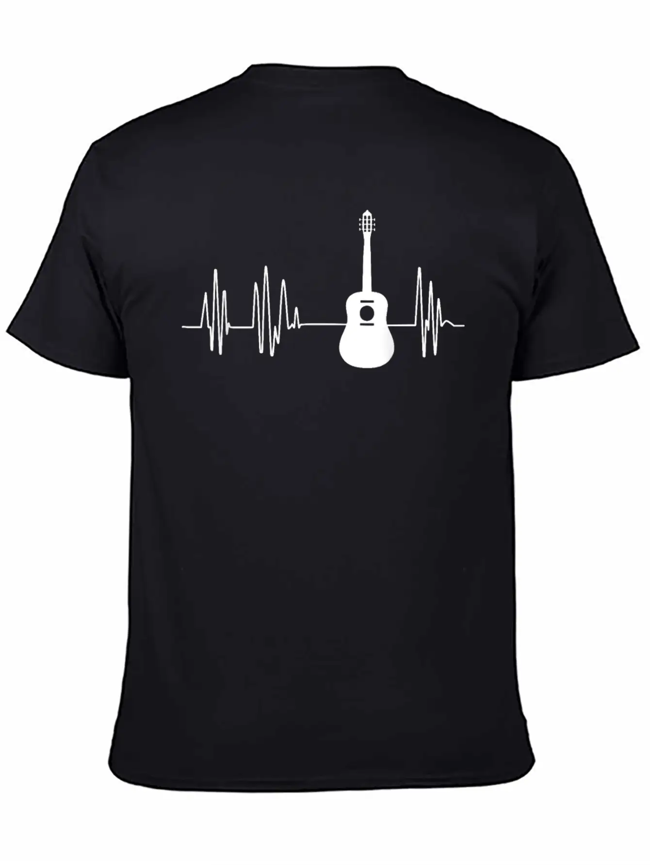 Acoustic Guitar Heartbeat Guitar Musician Unisex Short Sleeve Soft Cotton T-Shirt – Casual Everyday Wear