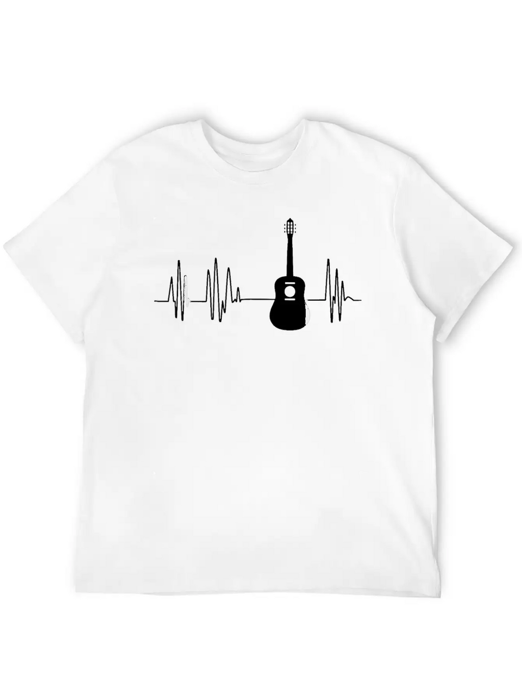 Acoustic Guitar Heartbeat Guitar Musician Unisex Short Sleeve Soft Cotton T-Shirt – Casual Everyday Wear