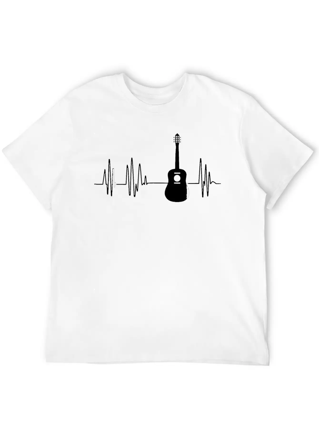 Acoustic Guitar Heartbeat Guitar Musician Unisex Short Sleeve Soft Cotton T-Shirt – Casual Everyday Wear