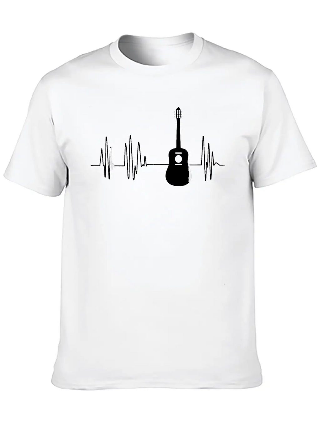 Acoustic Guitar Heartbeat Guitar Musician Unisex Short Sleeve Soft Cotton T-Shirt – Casual Everyday Wear