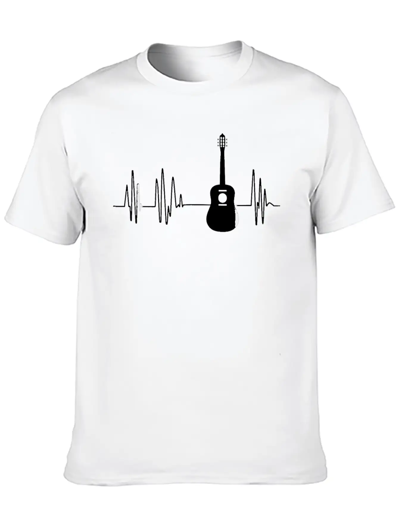 Acoustic Guitar Heartbeat Guitar Musician Unisex Short Sleeve Soft Cotton T-Shirt – Casual Everyday Wear