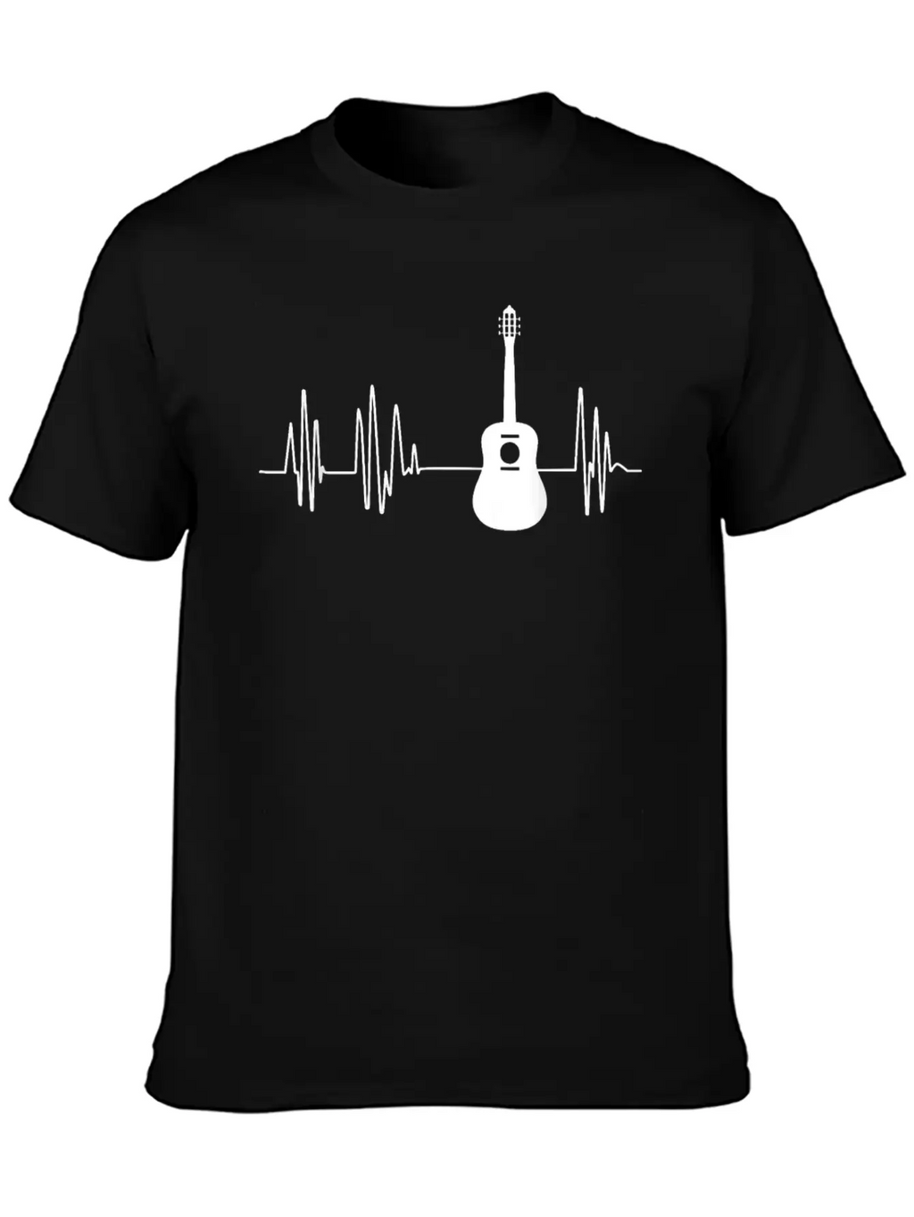Acoustic Guitar Heartbeat Guitar Musician Unisex Short Sleeve Soft Cotton T-Shirt – Casual Everyday Wear