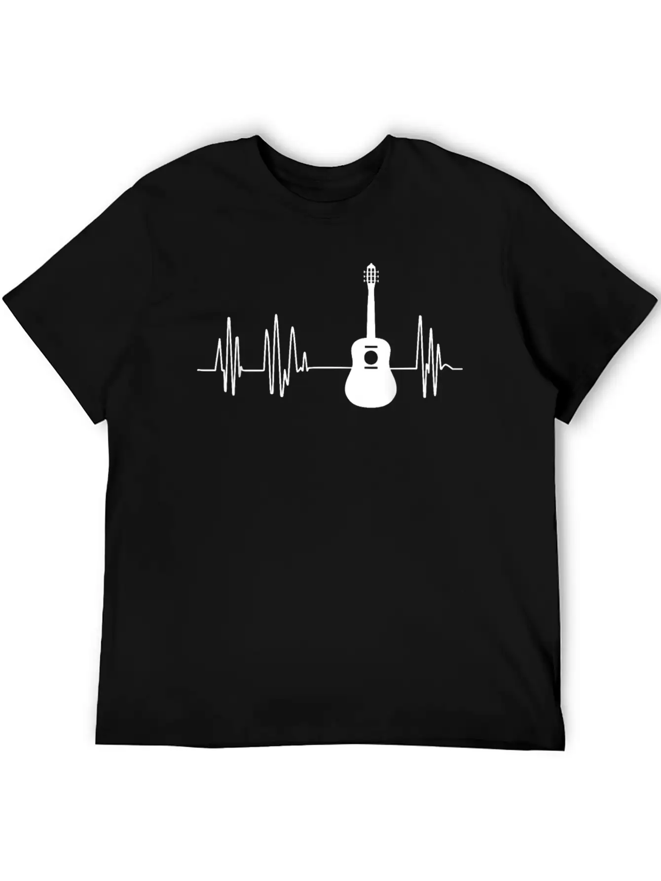 Acoustic Guitar Heartbeat Guitar Musician Unisex Short Sleeve Soft Cotton T-Shirt – Casual Everyday Wear