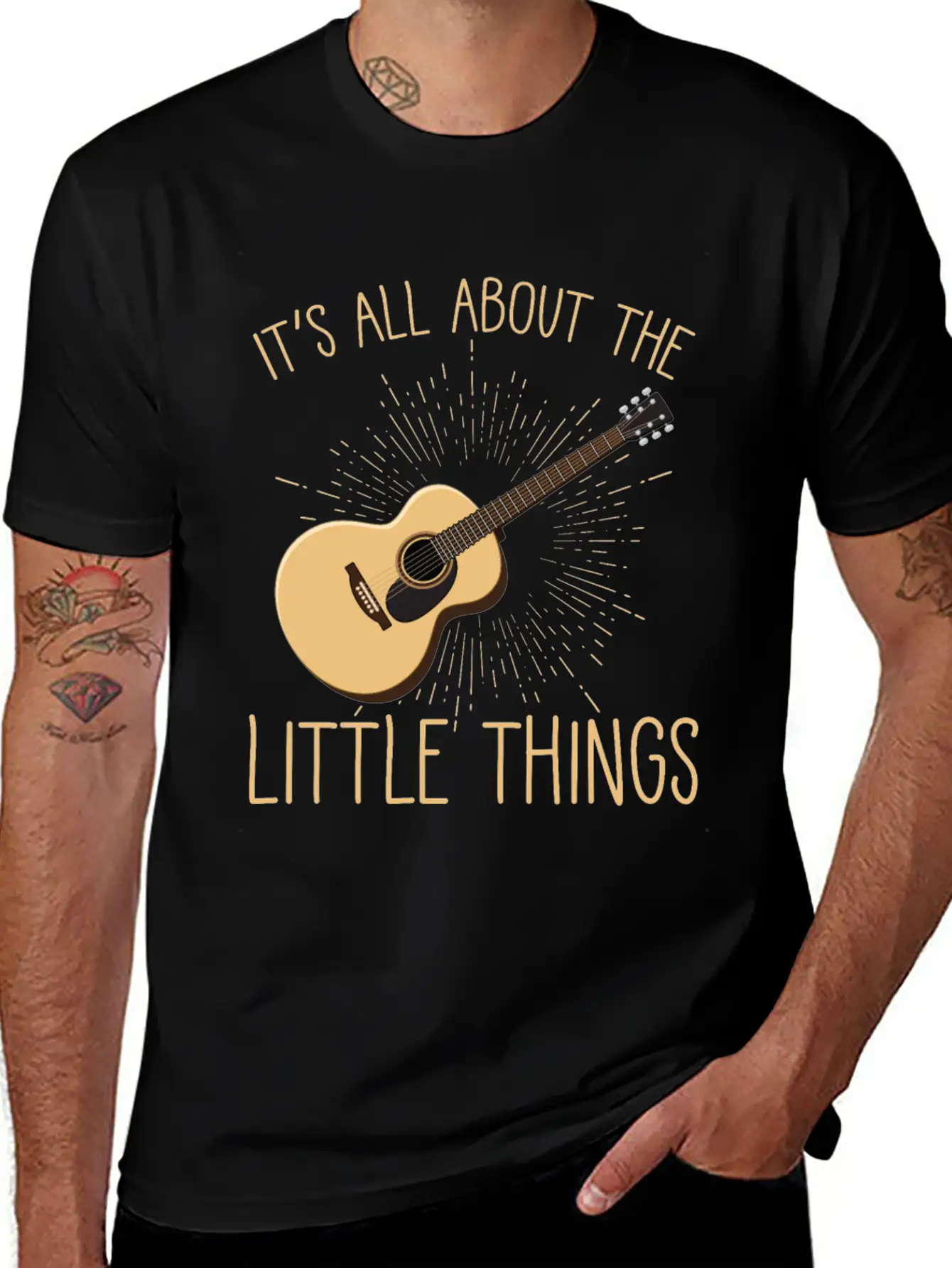 Acoustic Guitar Player Musical Instrument Lover Unisex Short Sleeve Soft Cotton T-Shirt – Casual Everyday Wear