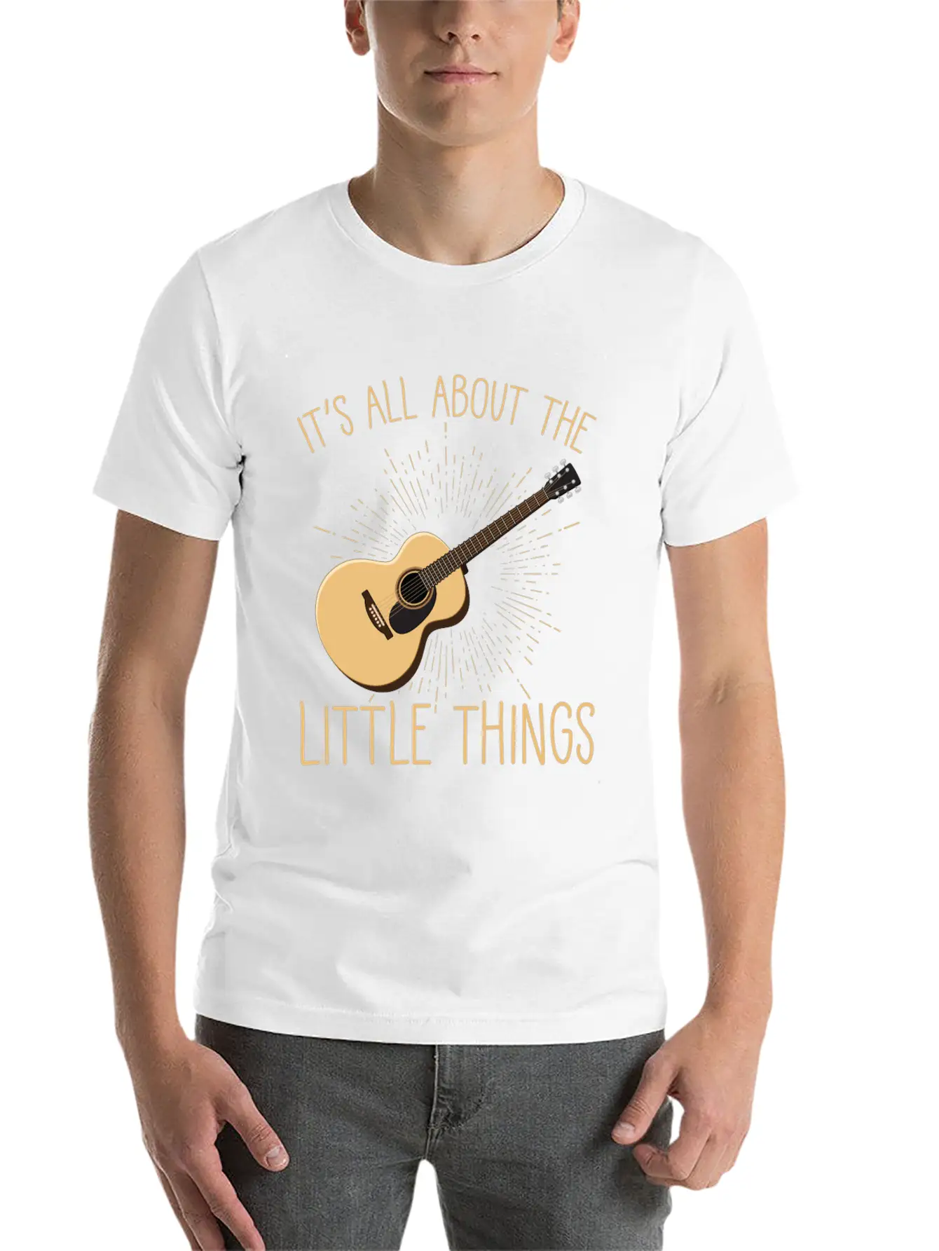 Acoustic Guitar Player Musical Instrument Lover Unisex Short Sleeve Soft Cotton T-Shirt – Casual Everyday Wear