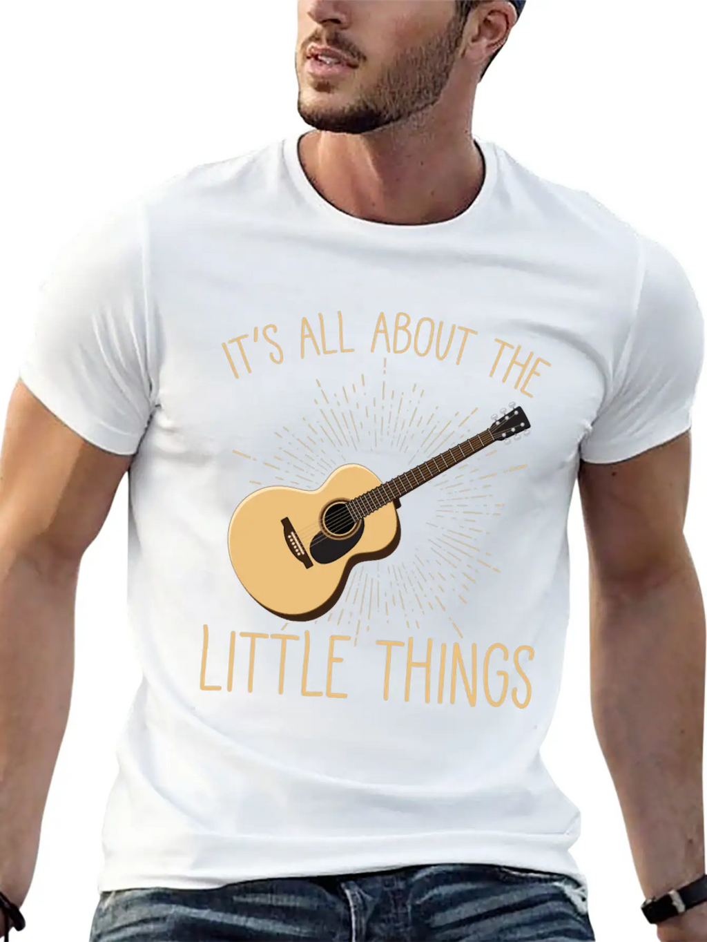 Acoustic Guitar Player Musical Instrument Lover Unisex Short Sleeve Soft Cotton T-Shirt – Casual Everyday Wear