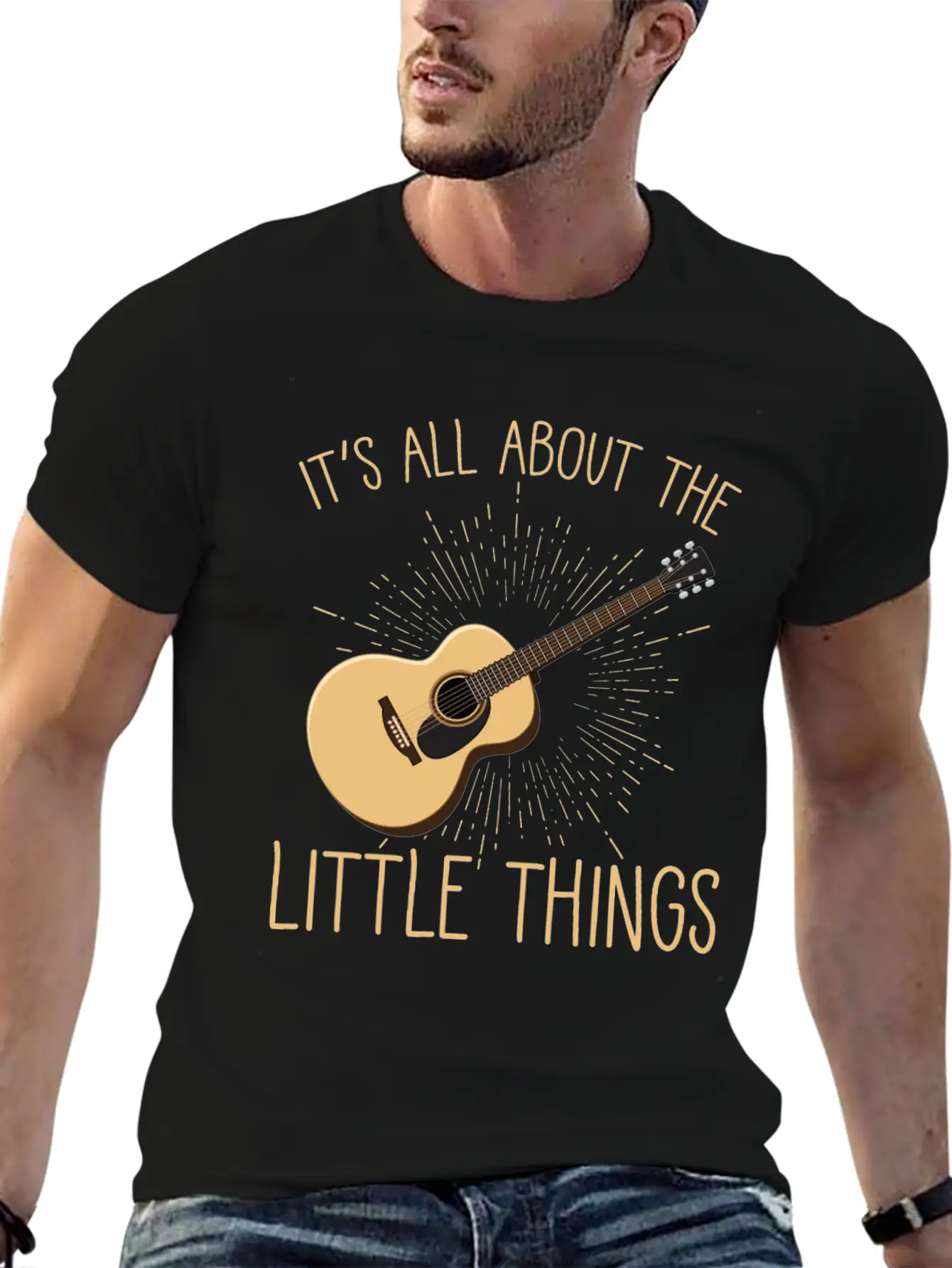 Acoustic Guitar Player Musical Instrument Lover Unisex Short Sleeve Soft Cotton T-Shirt – Casual Everyday Wear